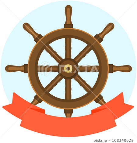 Sheep Wheel Helm with Ribbon Flat Style Vector Illustration Sheep Wheel Helm with Ribbon Flat Style Vector Illustration 108340628