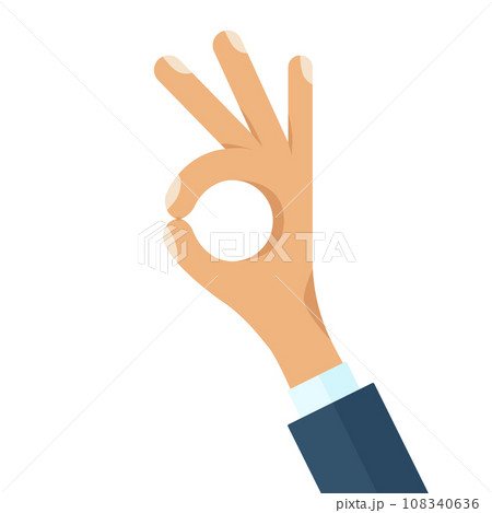OK Gesture Hand in Suit Flat Style Vector Illustration 108340636