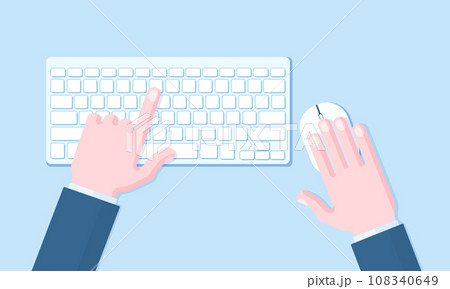 Computer Keyboard and Mouse with Hands of User Flat Vector Illustration Computer Keyboard and Mouse with Hands of User Flat Vector Illustration 108340649