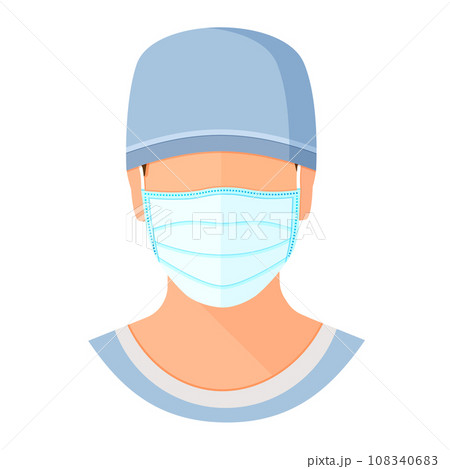 Doctor in a Medical Mask Flat Style Icon Illustration 108340683