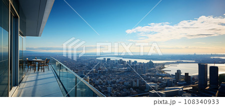 都会のタワーマンションと風景 108340933