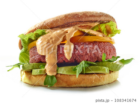 fresh tasty vegan burger 108341674