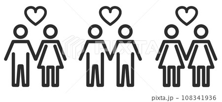 男と女のカップルと恋愛や愛情対象のイラスト 108341936