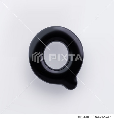 3D Black letter Q with a glossy surface on a white background . 3D Black letter Q with a glossy surface on a white background . 108342387