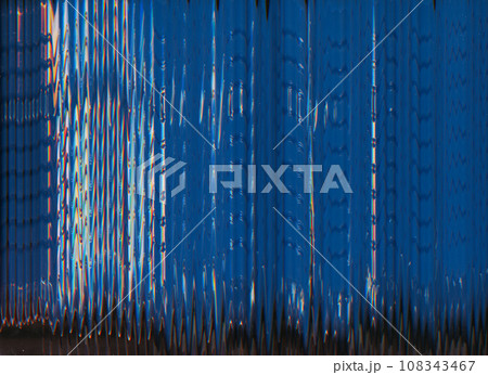 Glitch texture. Digital noise overlay. Frequency error. Blue orange color fuzzy waves artifacts on black illustration abstract copy space background. Glitch texture. Digital noise overlay. Frequency error. Blue orange color fuzzy waves artifacts on black illustration abstract copy space background. 108343467