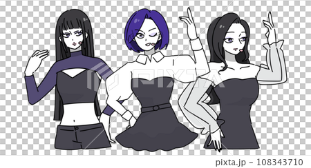 Three K-pop style female idols (white background) 108343710