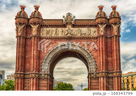 Arc de Triomf, iconic triumphal arc in Barcelona, Catalonia, Spain Arc de Triomf, iconic triumphal arc in Barcelona, Catalonia, Spain 108343799