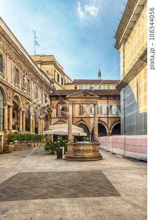 The scenic Piazza Mercanti (Merchants' Square) in Milan, Italy The scenic Piazza Mercanti (Merchants' Square) in Milan, Italy 108344056