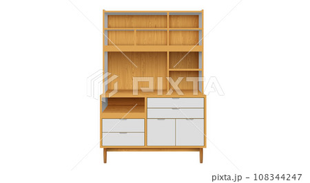 wooden showcase cabinet on the white background wooden showcase cabinet on the white background 108344247