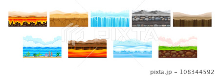 Different Ground Game Platform Level Design Vector Set Different Ground Game Platform Level Design Vector Set 108344592