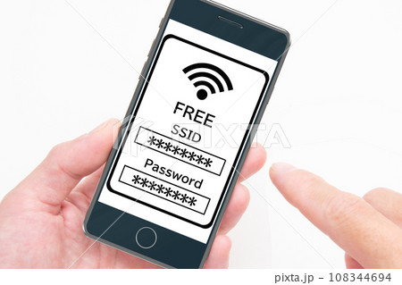 スマホWiFi　接続  　SSIDとPassword　入力 108344694