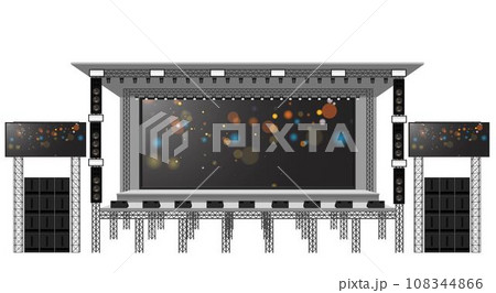 white stage and speaker with spotlight on the truss system on the white background	 108344866
