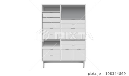 white showcase cabinet on the white background	 108344869