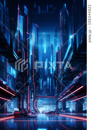 スプレーアート作品『Cyber City』A3サイズ原画 スプレーアートエデン 原画紙 B4サイズ