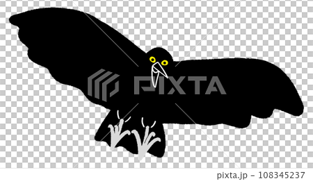 Illustration of a flying crow danger caution scary black crow bird Illustration of a flying crow danger caution scary black crow bird 108345237