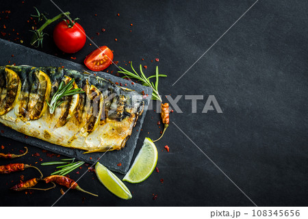 Grilled mackrel fillets Grilled mackrel fillets 108345656