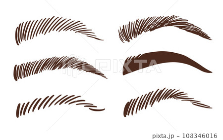 Different female eyebrow icons set. Makeup brows 108346016