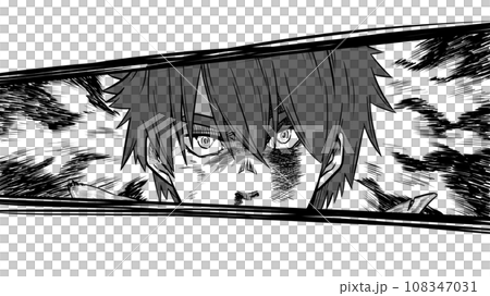 Cut-in illustration of a very angry face (monochrome) Cut-in illustration of a very angry face (monochrome) 108347031