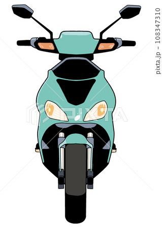 スクーター・原付バイク正面のイラスト【グリーン・乗り物・自動二輪・小型・緑・前面・交通・おしゃれ】 スクーター・原付バイク正面のイラスト【グリーン・乗り物・自動二輪・小型・緑・前面・交通・おしゃれ】 108347310
