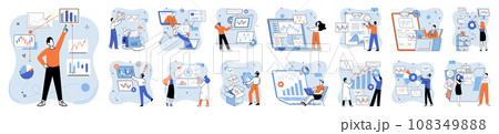 Technical analysis. Vector illustration. The market is influenced by various economic factors require careful analysis and understanding Money plays pivotal role in economy, and its management 108349888