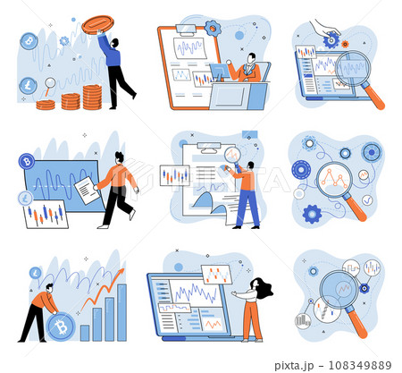 Technical analysis. Vector illustration. Businesses rely on technical analysis to assess economic environment and develop effective strategies The exchange information and ideas is crucial 108349889