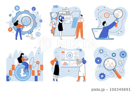 Crypto market. Vector illustration. Achieving financial success in crypto market requires diligent research and analysis The trend investing in cryptocurrencies is gaining widespread adoption globally 108349891