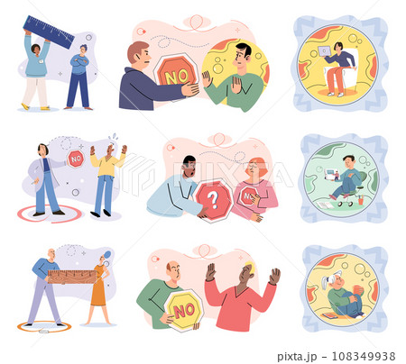 Personal space vector illustration. Establishing safe zone within our personal space promotes our mental well being Public spaces often necessitate larger personal space to accommodate numerous 108349938