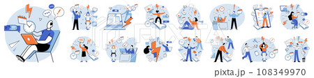 Working hard vector illustration. The working hard concept emphasizes importance perseverance and determination in achieving success Managing workload and meeting deadlines are essential skills 108349970