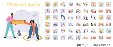Personal space vector illustration. Everyone needs personal space to feel comfortable and protected Protecting ones personal space is essential for maintaining mental well being Psychological research 108349972