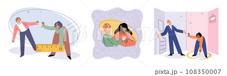 Boundary vector illustration. Nonverbal cues play significant role in interpersonal interactions Personal space and boundaries are essential for mental well being The boundary metaphor represents 108350007