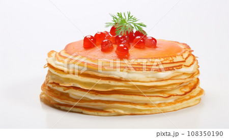 Pancakes stack, traditional Russian pancakes - blini 108350190