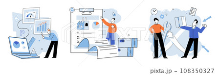 Business process. Vector illustration. Effective business processes are essential for smooth operations Procedures and methods streamline business development Planning and taking action 108350327