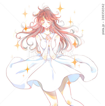 手を胸の前で組む神秘的な女性 キラキラ 手を胸の前で組む神秘的な女性 キラキラ 108350342