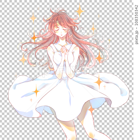 手を胸の前で組む神秘的な女性 キラキラ 手を胸の前で組む神秘的な女性 キラキラ 108350342