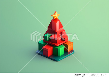 Christmas Tree and Gifts 3D Clay Icon. Generative AI. 108350472