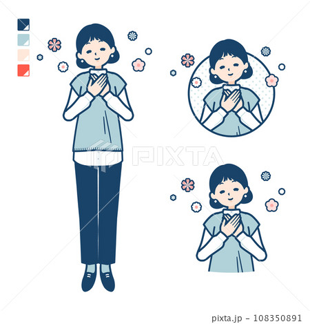 ニットベスト女性が安らいでいるイラスト 108350891