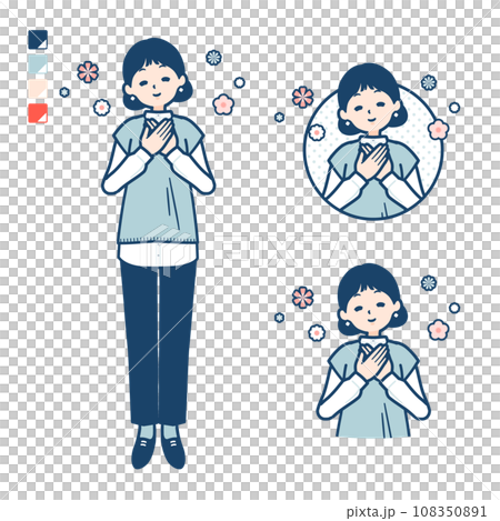 ニットベスト女性が安らいでいるイラスト 108350891