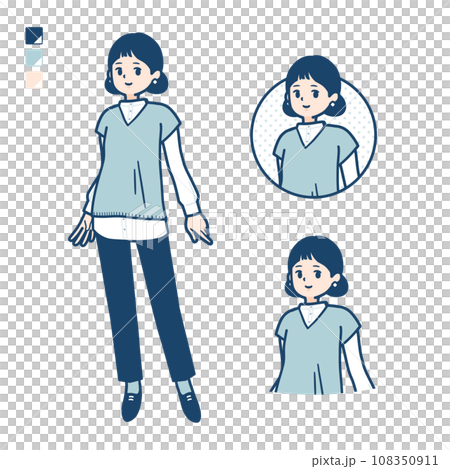 ニットベスト女性がリラックスしているイラスト 108350911