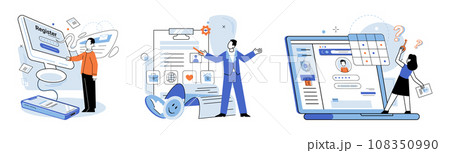 Authentication. Vector illustration. Users must authenticate themselves by providing necessary credentials Authorization protocols determine actions users perform within system Authentication. Vector illustration. Users must authenticate themselves by providing necessary credentials Authorization protocols determine actions users perform within system 108350990