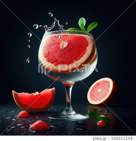 Beautiful picture with water drops, fruits. Generative AI 108351154