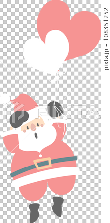 merry christmas and happy new year with cute santa claus and heart balloon, flat png transparent element cartoon character design 108351252