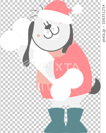 merry christmas and happy new year with cute dog and bone, flat png transparent element cartoon character design 108351254