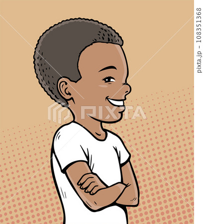 Cartoon portrait of a little happy boy 108351368