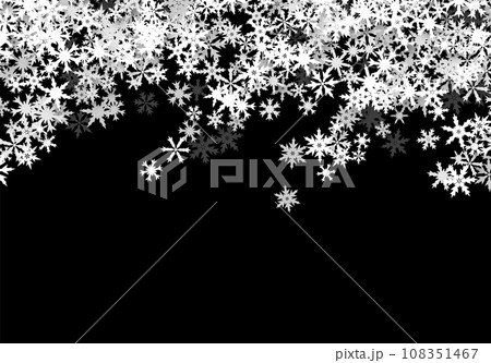 Christmas background with falling snowflakes. Winter holiday background or frame with pattern of layered snow. Christmas background with falling snowflakes. Winter holiday background or frame with pattern of layered snow. 108351467