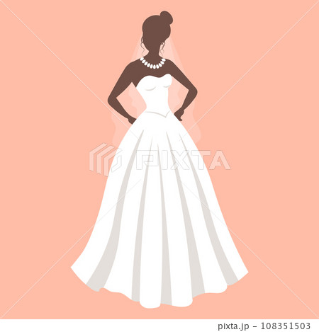 Bride in a wedding dress, silhouette. Luxury wedding illustration, template for invitation. Illustration, vector Bride in a wedding dress, silhouette. Luxury wedding illustration, template for invitation. Illustration, vector 108351503