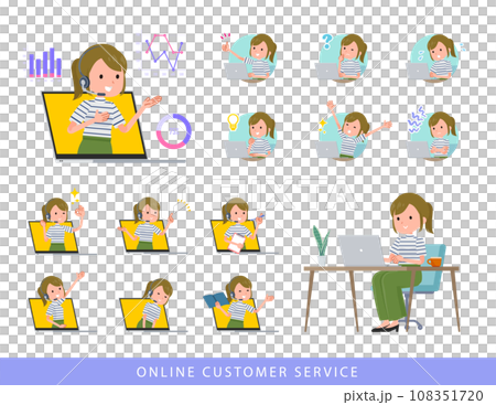 オンラインで接客しているカジュアルファッション女性のセット 108351720