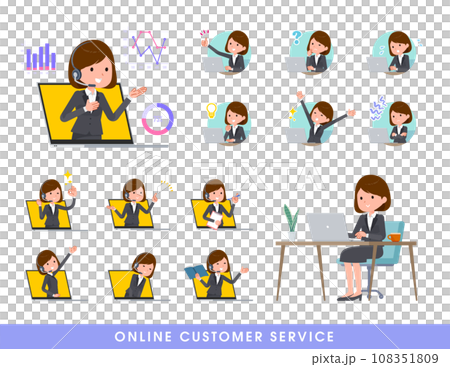 Set of business women serving customers online Set of business women serving customers online 108351809