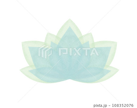 Abstract blooming lotus flower in pastel colors. Hand drawn translucent blue water lily. Simply lotuses. Lotus icon, symbol. Watercolor stylized illustration for design, logo, label 108352076