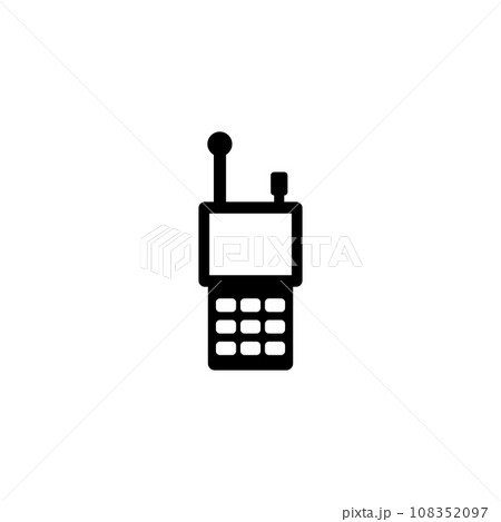 Satellite Phone, Sat Mobile Cell Telephone, Satphone. Flat Vector Icon illustration. Simple black symbol on white background. Satellite Telephone sign design template for web and mobile UI element. 108352097