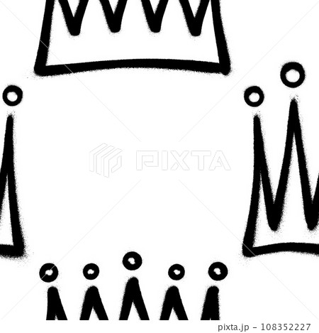 Seamless pattern of sprayed crown with overspray in black over white. Vector illustration template 108352227